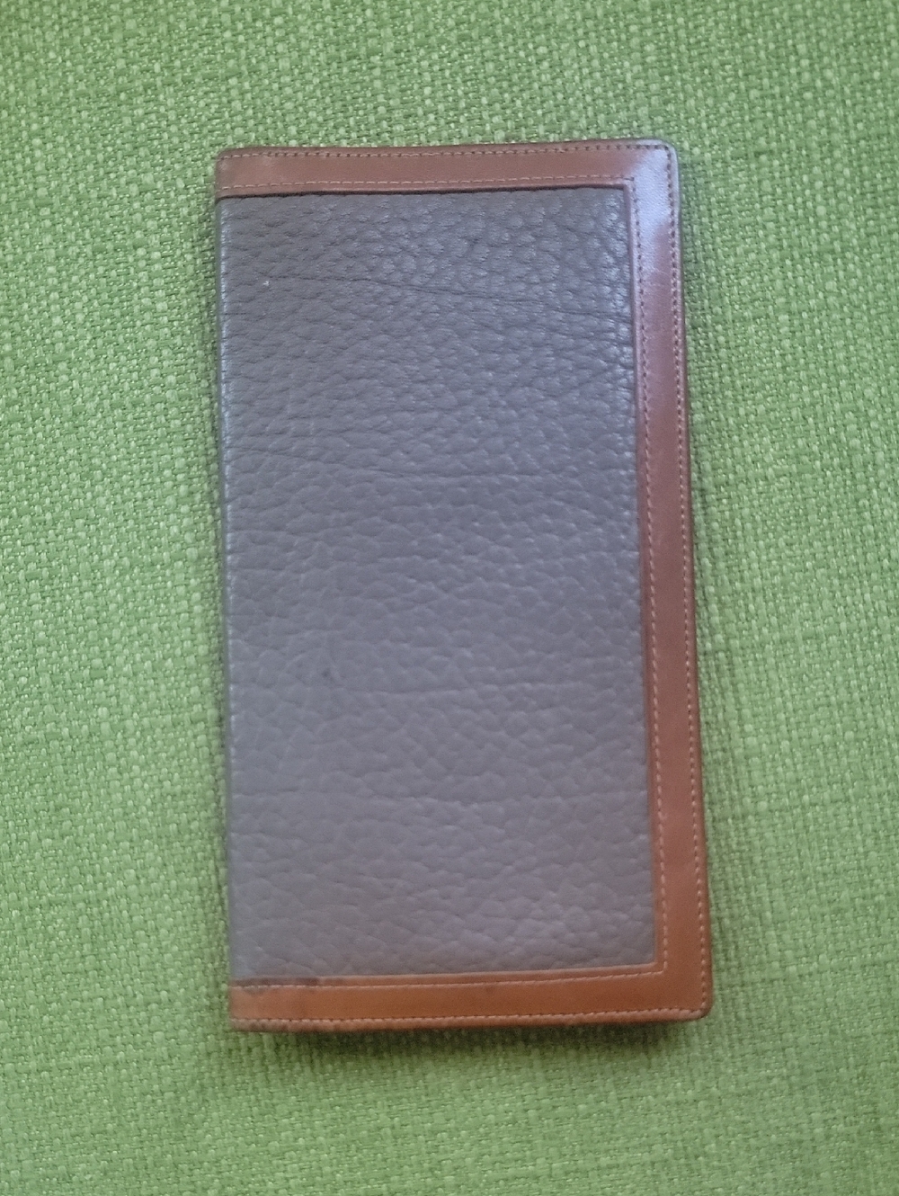 Dooney & Bourke Gray Pebbled Leather Long Wallet with Brown Trim